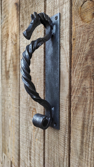 Hand Forged Steel Horse Barn Door Handle: Rustic Stable Decor