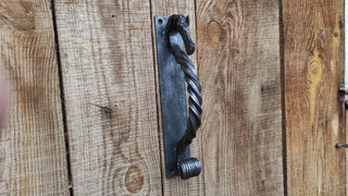 Hand Forged Steel Horse Barn Door Handle: Rustic Stable Decor