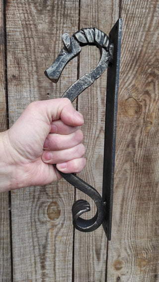 Hand Forged Steel Horse Barn Door Handle: Rustic Stable Decor