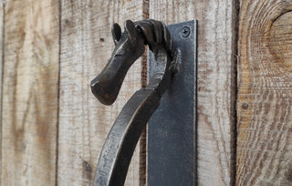 Hand Forged Steel Horse Barn Door Handle: Rustic Stable Decor