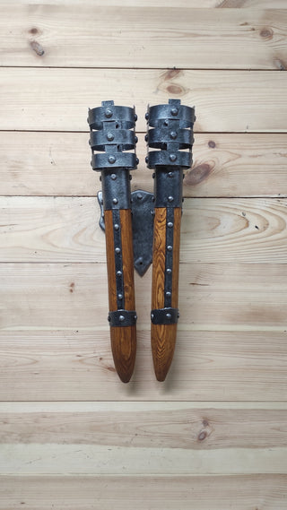 Hand Forged Wrought Iron Wall Sconce: Medieval Torch Lantern