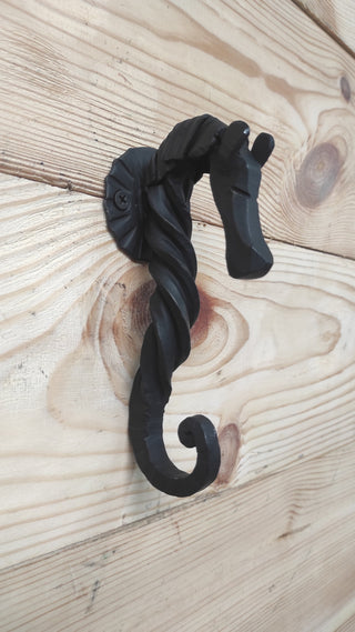 Hand Forged Iron Horse Hook: Rustic Metal Wall Hanger