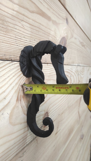 Hand Forged Iron Horse Hook: Rustic Metal Wall Hanger