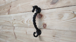 Horse door handle, metal handle, hand forged handle, barn door handle, door decor, wrought hardware, metal forged handle