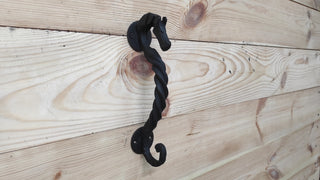 Horse door handle, metal handle, hand forged handle, barn door handle, door decor, wrought hardware, metal forged handle