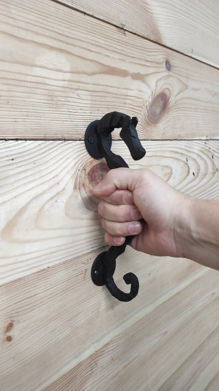 Hand Forged Horse Door Handle: Wrought Iron Barn Decor