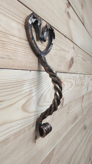 Horse door handle, metal handle, hand forged handle, barn door handle, door decor, wrought hardware, metal forged handle