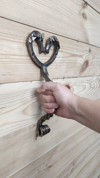 Hand Forged Horse Door Handle: Wrought Iron Barn Decor