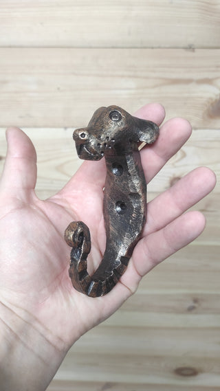 Handmade Forged Iron Dog Hook: Rustic Wall Hanger