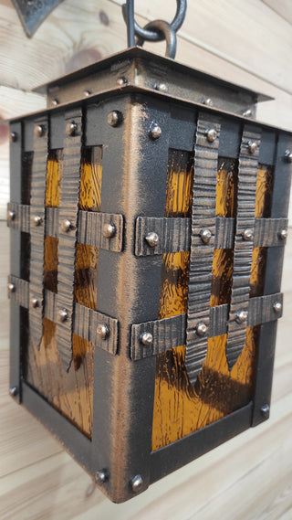 Handmade Wrought Iron Knight's Hand Wall Lantern - Medieval Sconce