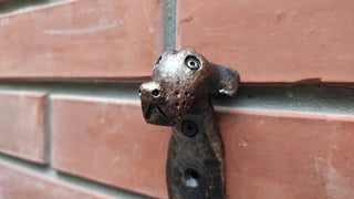 Handmade Forged Iron Dog Hook: Rustic Wall Hanger