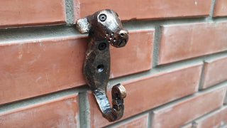 Handmade Forged Iron Dog Hook: Rustic Wall Hanger