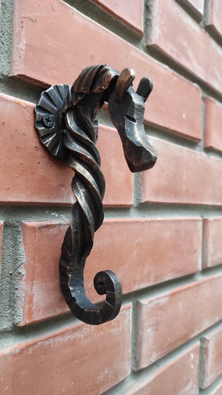 Hand Forged Iron Horse Hook: Rustic Metal Wall Hanger