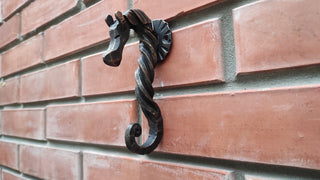 Hand Forged Iron Horse Hook: Rustic Metal Wall Hanger