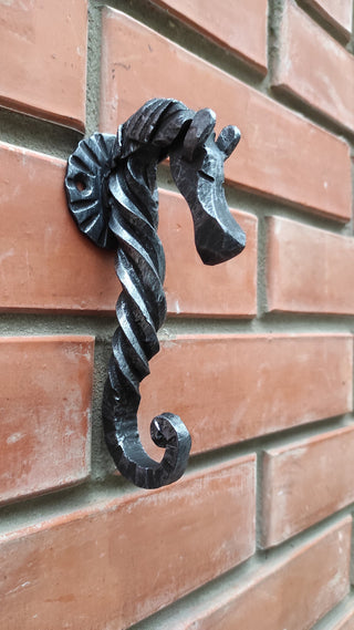 Hand Forged Iron Horse Hook: Rustic Metal Hanger