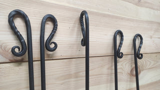 Hand Forged Fireplace Tool Set: 4-Piece Fire Tools with Wall Rack