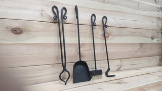 Forged fireplace tools set, 4 Pieces, Fireplace poker, Fireplace Tongs, Shovel, Broom, Hand Forged, Fire Tool, Fireplace Gift