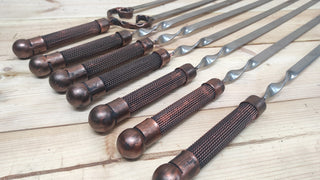 Hand Forged Stainless Steel Skewer Set: Grill Utensils, Iron Gifts
