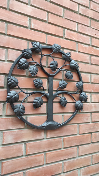 Hand Forged Family Tree Metal Wall Art - 21.65" Diameter