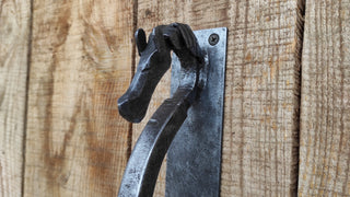 Hand Forged Steel Horse Barn Door Handle: Rustic Stable Decor