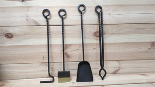 Forged fireplace tools set, fireplace gift, fireplace poker, fireplace tongs, shovel, broom