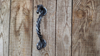Hand Forged Horse Door Handle: Rustic Metal Barn Decor