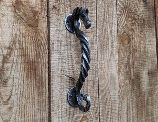 Hand Forged Horse Door Handle: Rustic Metal Barn Decor