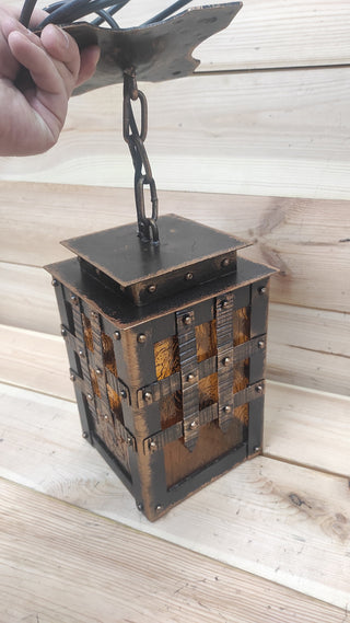 Handmade Medieval Forged Lantern: Rustic Gothic Pendant Light