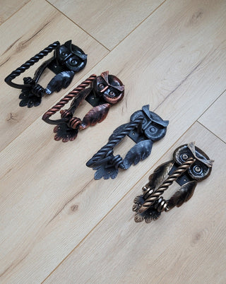 Hand Forged Owl Door Handle: Wrought Iron Barn Decor