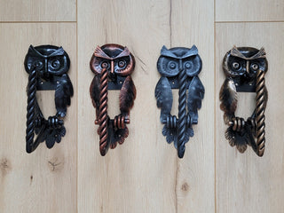 Hand Forged Owl Door Handle: Wrought Iron Barn Decor