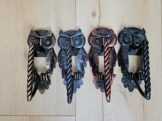 Hand Forged Owl Door Handle: Wrought Iron Barn Decor