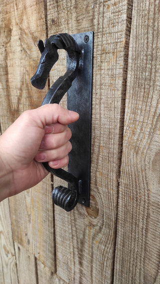Hand Forged Steel Horse Barn Door Handle: Rustic Stable Decor