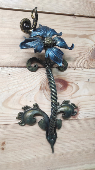 Flower Door Handle: Wrought Iron Barn Door Decor