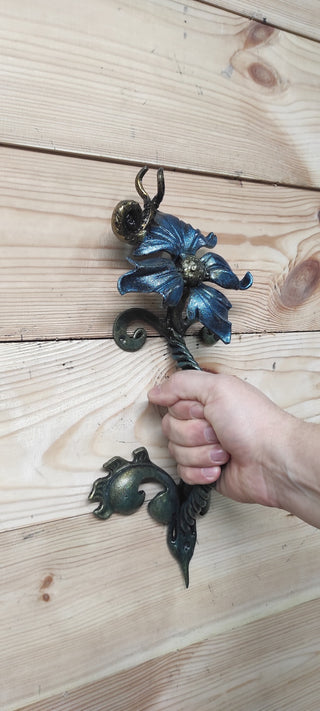 Flower Door Handle: Wrought Iron Barn Door Decor