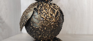 Handmade Metal Owl Figurine: Home and Garden Decor (10 inches)