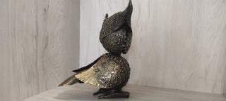 Handmade Metal Owl Figurine: Home and Garden Decor (10 inches)