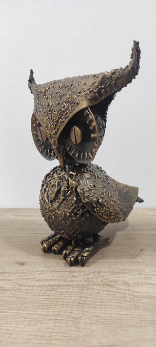 Handmade Metal Owl Figurine: Home and Garden Decor (10 inches)
