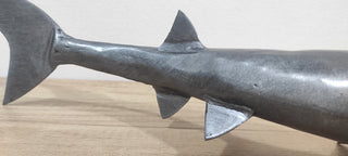 Handmade Metal Shark Figurine: 20-Inch Fish Statuette