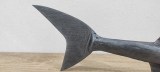 Handmade Metal Shark Figurine: 20-Inch Fish Statuette