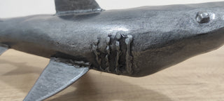 Handmade Metal Shark Figurine: 20-Inch Fish Statuette