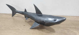 Handmade Metal Shark Figurine: 20-Inch Fish Statuette