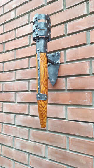 Hand Forged Wrought Iron Wall Sconce Torch: Medieval Viking Lantern