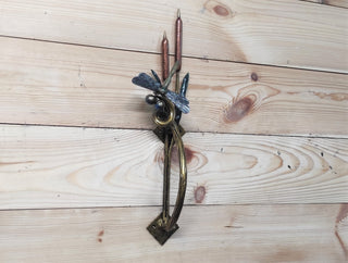 Dragonfly and Reed Barn Door Handle, Metal Door Pull