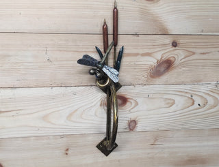 Dragonfly and Reed Barn Door Handle, Metal Door Pull