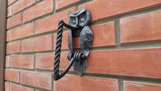 Hand Forged Owl Door Handle: Wrought Iron Barn Door Pull