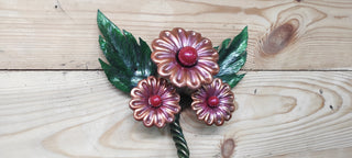 Wrought Iron Flower Door Handle: Barn Door Decor, Hand Forged