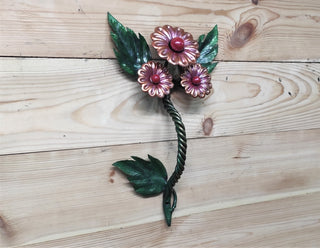 Wrought Iron Flower Door Handle: Barn Door Decor, Hand Forged
