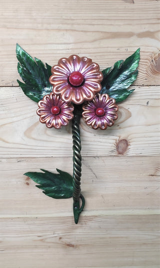 Wrought Iron Flower Door Handle: Barn Door Decor, Hand Forged