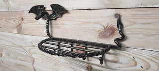 Handmade Dragon Forged Iron Coat Rack with Shelf & Hooks