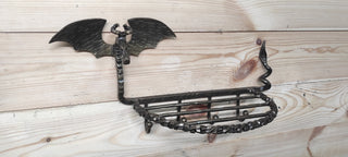 Handmade Dragon Forged Iron Coat Rack with Shelf & Hooks